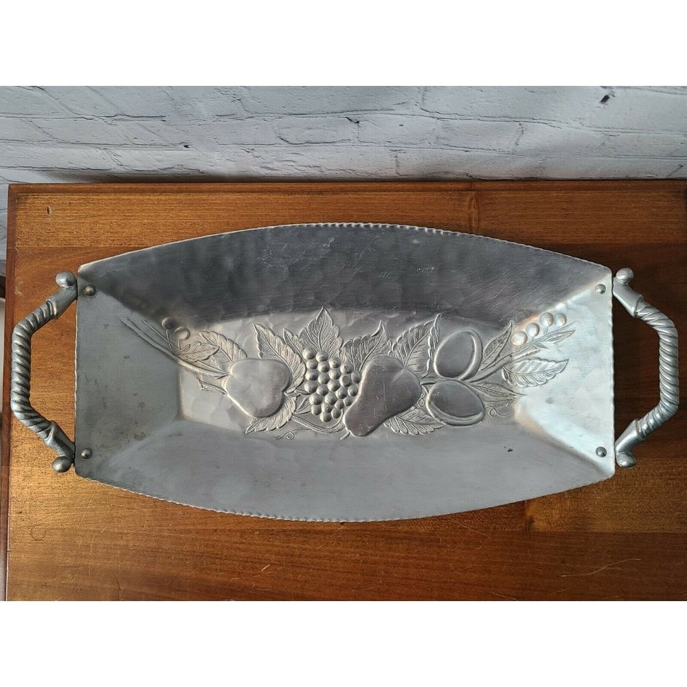 Vintage EVERLAST Aluminum Hand Forged 14" Tray with Handles